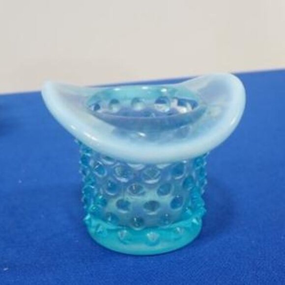 Fenton Other - Vintage FENTON Glass Blue Top Hat Mini Vase Toothpick Holder